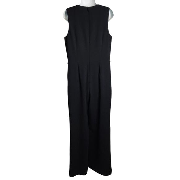Trina Turk Black V-neck Sleeveless Flare Slit Leg Classic Evening Jumpsuit 10 - Picture 3 of 11